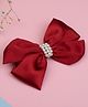 Ribbon candy Pearl Detailed Satin Bow On Alligator Clip - Red