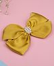Ribbon candy Pearl Detailed Satin Bow On Alligator Clip - Golden