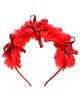 Tia Hair Accessories Rose Flower Furry Hair Band - Red