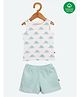Nino Bambino 100% Organic Cotton Sleeveless Dino Print Tee With Shorts - Blue