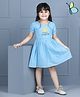 Hola Bonita Half Sleeves Embroidered Chifli Frock  - Blue