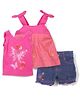Nannette Butterfly Print Top & Shorts Set - Pink & Blue