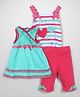Nannette Dress Top & Shorts Set - Blue & Pink