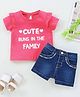 Babyhug Cotton Half Sleeves Top &  Shorts - Pink Blue