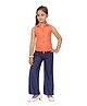 Aarika Sleeveless Button Down Top With Striped Pants - Peach
