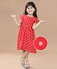 Hola Bonita Flutter Sleeves Frock withPolka Dot Print - Red