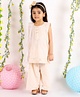 Little Bansi Sleeveless Pearl Buttoned Eyelet Embroidered Kurti With Palazzo - Cream