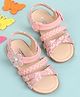 Cute Walk by Babyhug Party Wear Sandals Flowers Applique - Pink