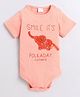 Polka Tots Half Sleeves Elephant Print Onesie - Peach