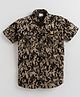 Polka Tots Half Sleeves Camouflage Print Detailing Shirt - Brown