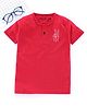 Earth Conscious Half Sleeves Finger Snap Print Tee - Red