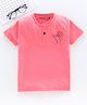 Earth Conscious Half Sleeves Henley Finger Snap Print Tee - Pink