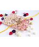 Pihoo Designer Kundan Flower Detailing Rakhi With Batwa-Yellow