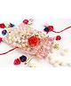 Pihoo Designer Flower Rakhi With Batwa - Red