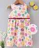Yellow Duck Sleeveless Frock Fruits Print - Pink