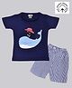 Hrit Organic Cotton Half Sleeves Whale Print Tee & Short Set - Blue