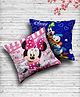 Fun Homes Microfiber Stuffed Reversible Cushion Minnie Mouse & Friends  Print Pack of 2 - Blue & Pink 