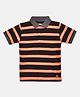 Cherry Crumble By Nitt Hyman Half Sleeves Striped Polo Tee - Black & Orange