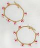 Lime By Manika Dangling Beads Anklets - Pink