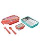 Youp Stainless Steel Lunch Box With Spoon & Fork Peppa Pig Print Red Green - 450 ml