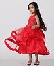Mark & Mia Party Wear Sleeveless Full Length Frock Flower Embroidered - Red