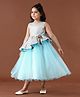 Mark & Mia Party Wear Sleeveless Mid Calf Frock Flower Applique - Blue
