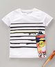Game Begins Half Sleeves Striped Tee - White