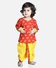 Bownbee Full Sleeves Elephant Print Kurta Dhoti Set - Red