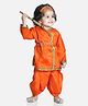 BownBee Janmashtami Theme Full Sleeves Kanhaiya Suit With Basuri & Mukut With Band - Orange