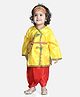 BownBee Janmashtami Theme Full Sleeves Kanhaiya Suit With Basuri & Mukut With Band - Yellow & Red