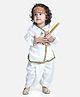 BownBee Janmashtami Theme Full Sleeves Kanhaiya Suit With Basuri & Mukut With Band - White