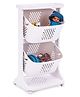Dual Layer Basket Storage Rack With Wheels - Beige