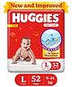 Huggies Dry Tape | Adjustable Tape Style Diapers, Large (L) Size (9-14 Kgs), Pack of 52 | Up To 2X Faster Absorption, Up To 12 Hours Overnight Absorption