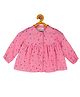Young Birds Full Sleeves Polka Dotted Dress - Pink