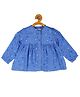 Young Birds Full Sleeves Polka Dotted Dress - Blue