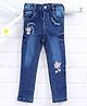 ToffyHouse Full Length Jeans Floral Embroidery - Blue