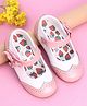 Cute Walk by Babyhug Party Wear Belly Shoes Bow Applique - White Pink