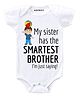 KNITROOT Half Sleeves Smartest Brother Print Onesie - White