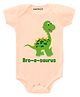 KNITROOT Half Sleeves Bro-A-Saurus Print Onesie - Peach