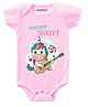 KNITROOT Half Sleeves Rockstar Sister Print Onesie - Pink