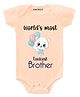 KNITROOT Most Luckiest Brother Print Half Sleeves Onesie - Peach
