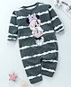Fox Baby Full Sleeves Stripe Romper Minnie Mouse Kitty Print - Grey White
