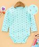 Fox Baby Full Sleeves Onesie Floral Print - Sea Green