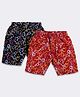 Nottie Planet Printed Pack Of 2 Shorts - Red & Navy Blue