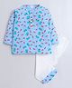 Polka Tots Full Sleeves Carrot Print Night Suit - Blue