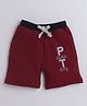 Polka Tots Letter Patch Shorts - Maroon