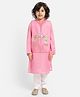 Piccolo Full Sleeves Kurta With Pajama & Ice Cream Design Jacket - Pink