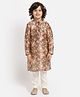 Piccolo Brown Floral Print Full Sleeves Kurta With Pajama - Brown