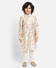 Piccolo Full Sleeves Flower Print Kurta With Pajama - White