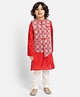 Piccolo Full Sleeves Kurta With Pajama & Chikankari Embroidered Jacket - Red